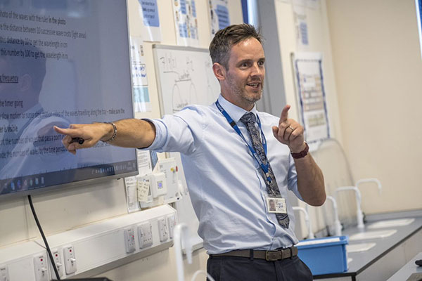 Teacher in classroom at Chester school